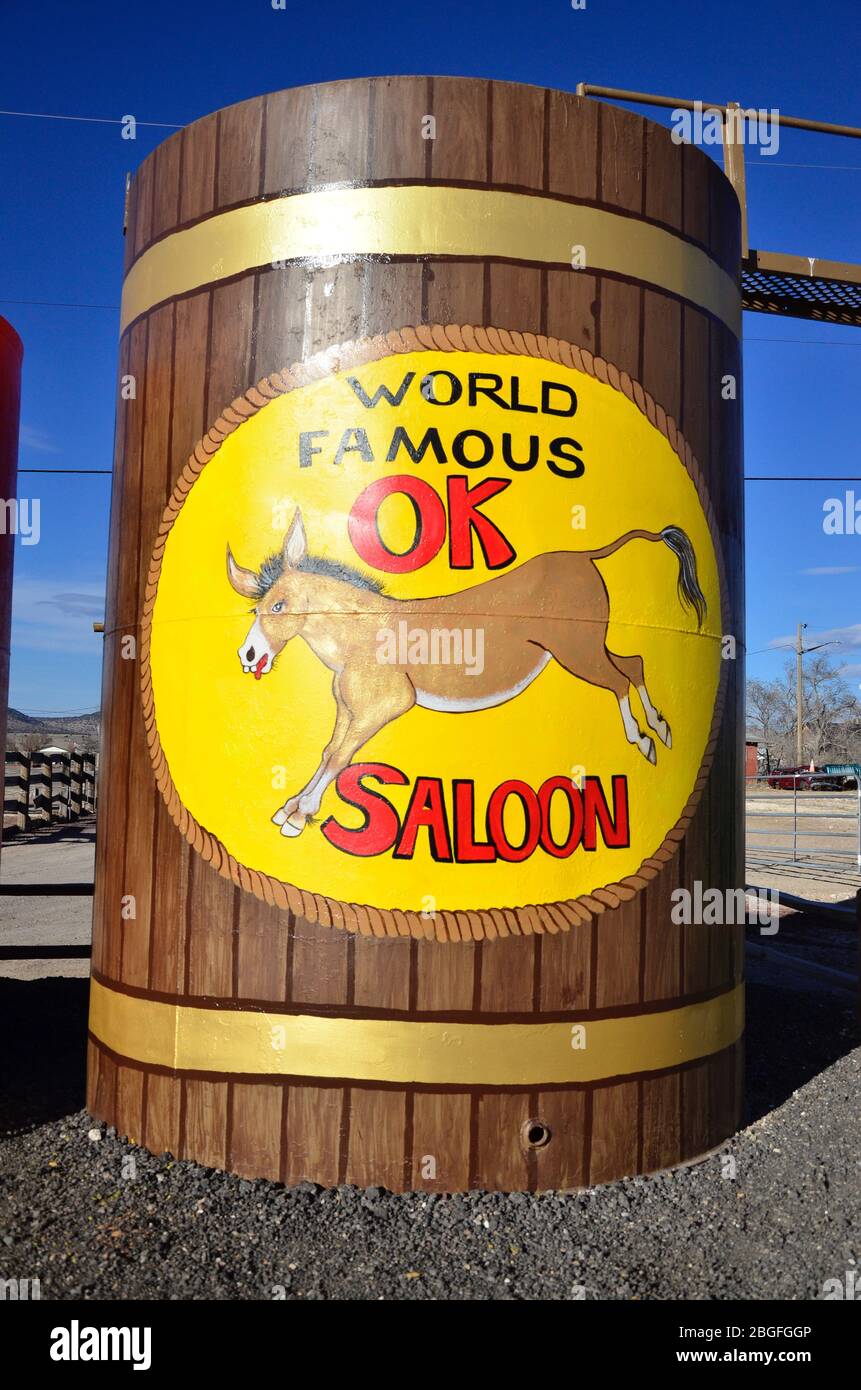 OK Saloon Sign, Seligman, Route 66, Arizona, USA Stockfotografie Alamy