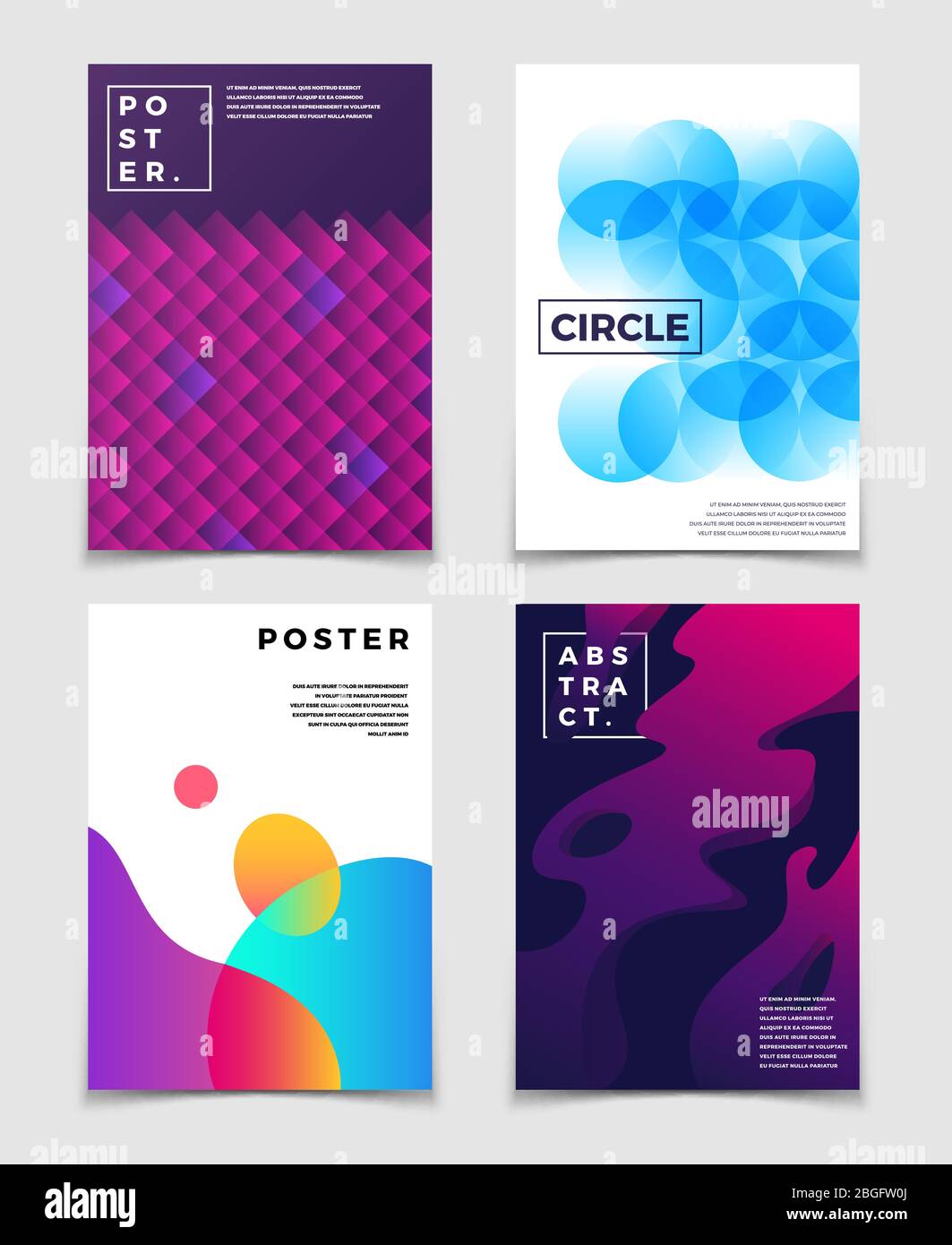 Moderne abstrakte Hintergründe mit lebendigen 3d-Farbformen. EPS10 Vektor-Set von Banner oder Poster mit farbigen verschwommenen Illustration Stock Vektor