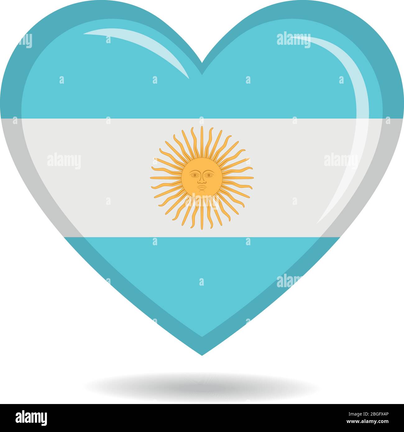 Argentinische Nationalflagge in Herzform Vektor-Illustration Stock Vektor