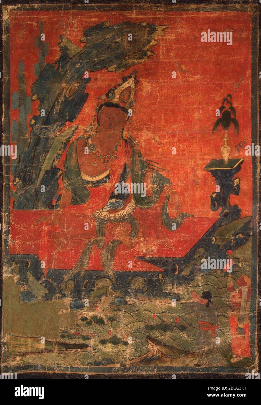 Bodhisattva Guanyin Bewohnend Mount Potalaka (Mond-Wasser-Guanyin). Stockfoto
