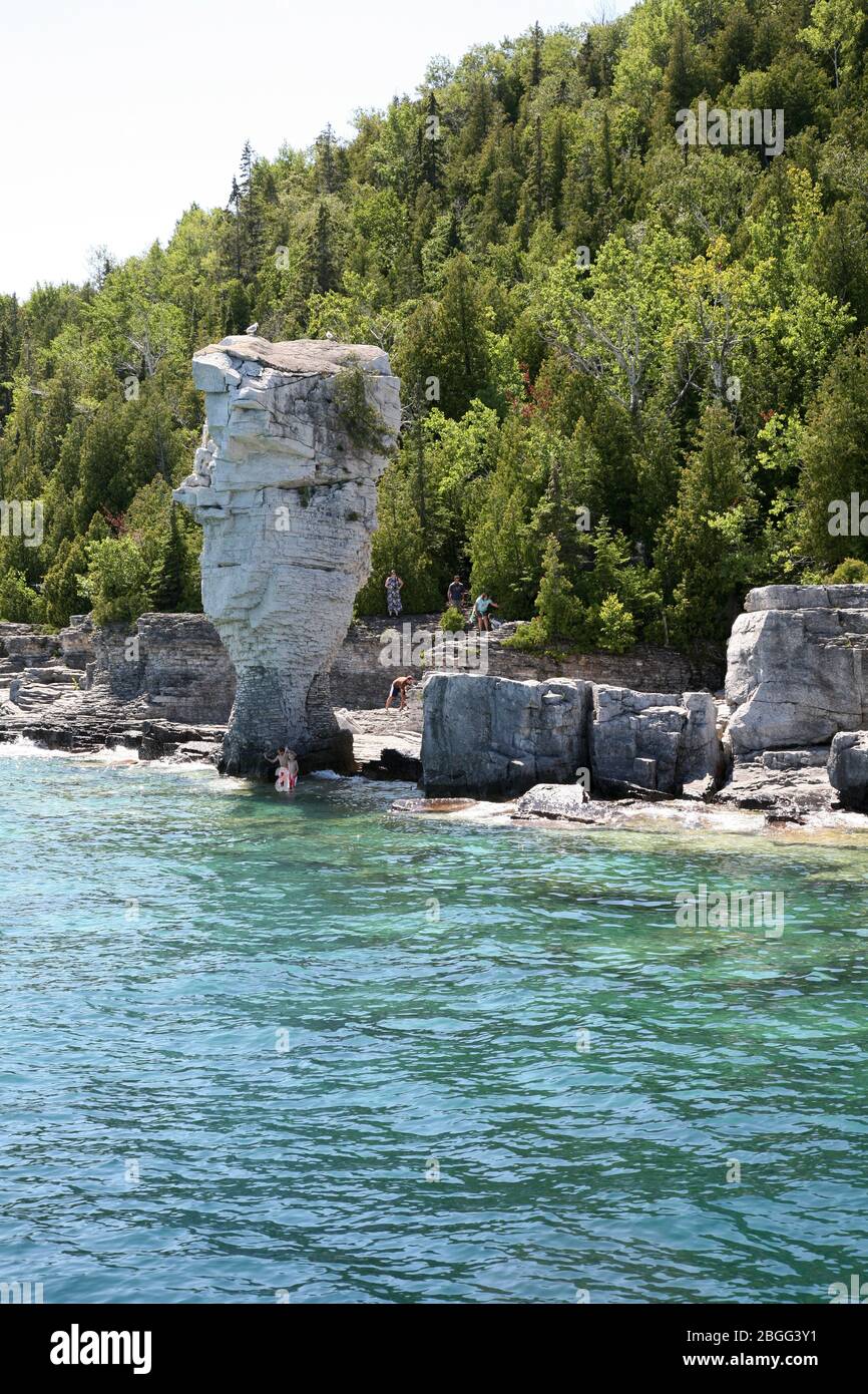 Kanada, Ontario, Tobermory an der Georgian Bay am Big Tub Hafen, nahe Flowerpot Island, am Lake Huron, Fathom Five Marine Park, Nordamerika Stockfoto
