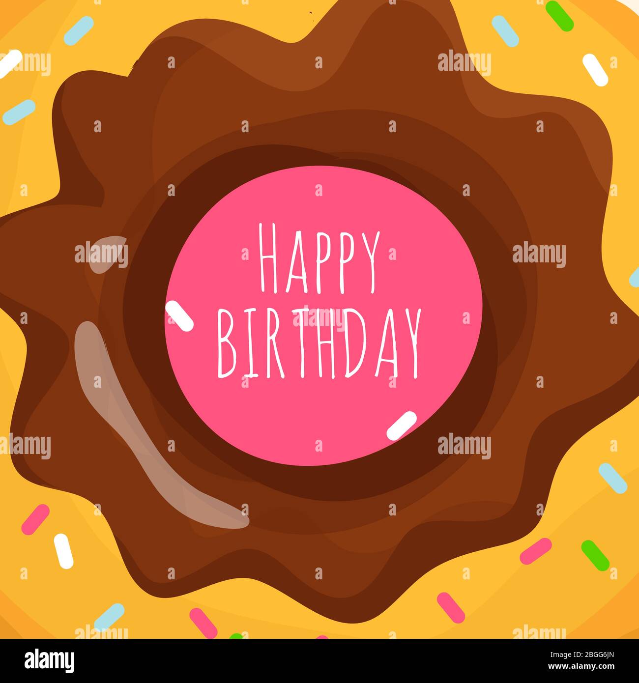 Happy Birthday Banner Poster Hintergrund mit süßen Cartoon Donut. Vektorgrafik Stock Vektor