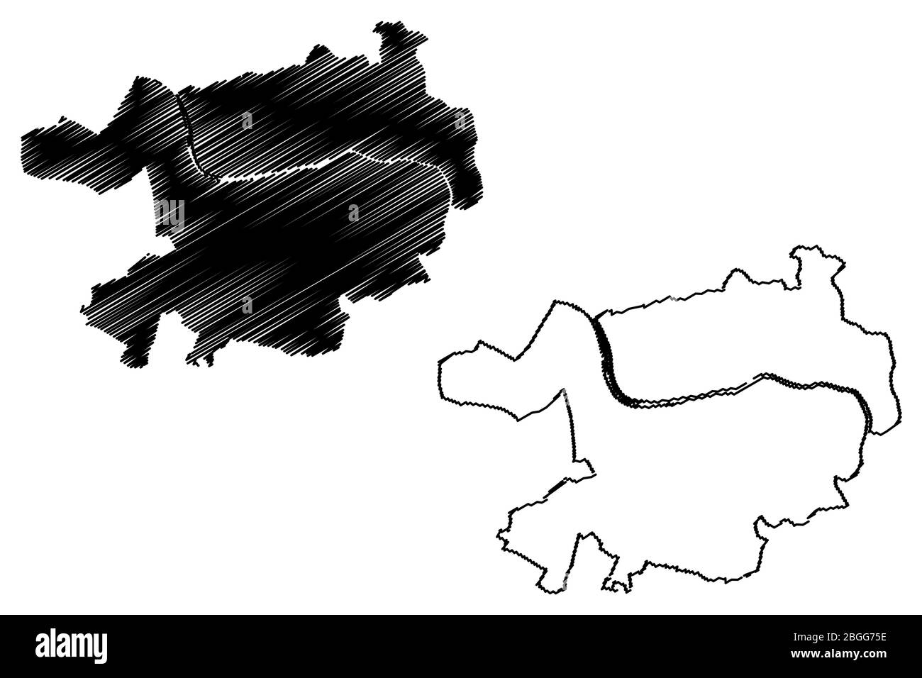 Heidelberg City (Bundesrepublik Deutschland, Baden-Württemberg) Karte Vektor-Illustration, Skizze Stadt Heidelberg Karte Stock Vektor