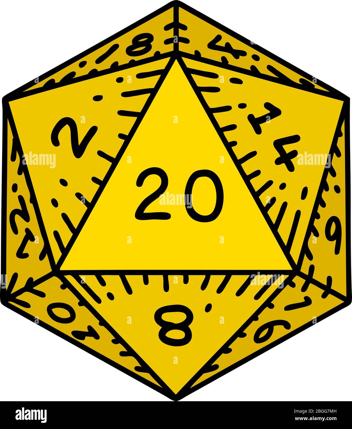 tattoo im traditionellen Stil eines d20 Würfel Stock Vektor