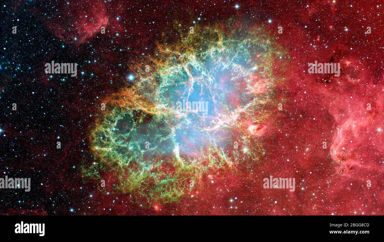 Der Krabbennebel ist ein Supernovaüberrest im Sternbild Stier. Elemente dieses Bildes, das von der NASA eingerichtet wurde Stockfoto