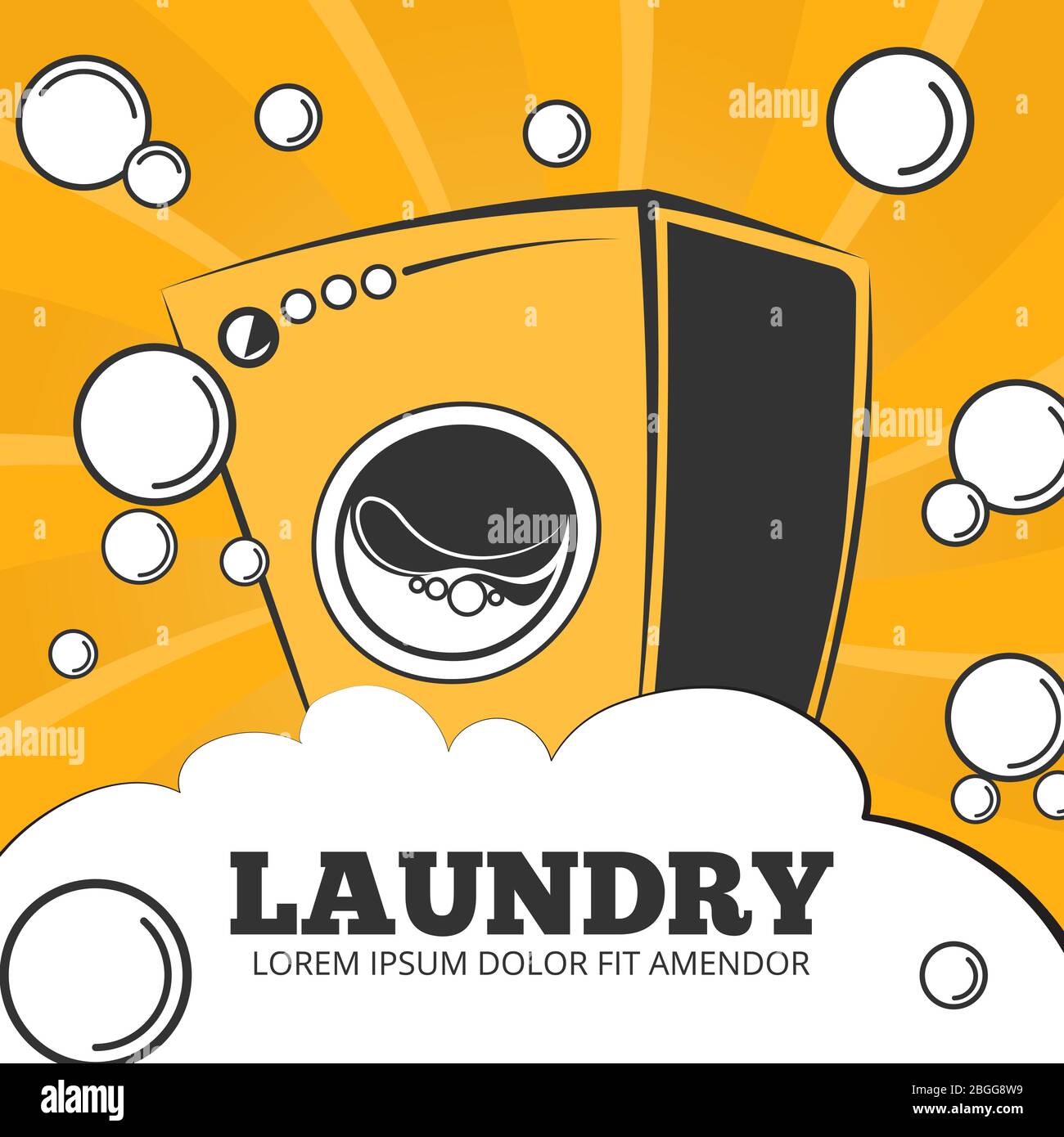 Reinigung und Wäscherei Vektor-Konzept Hintergrund, Poster und Banner Illustration Stock Vektor