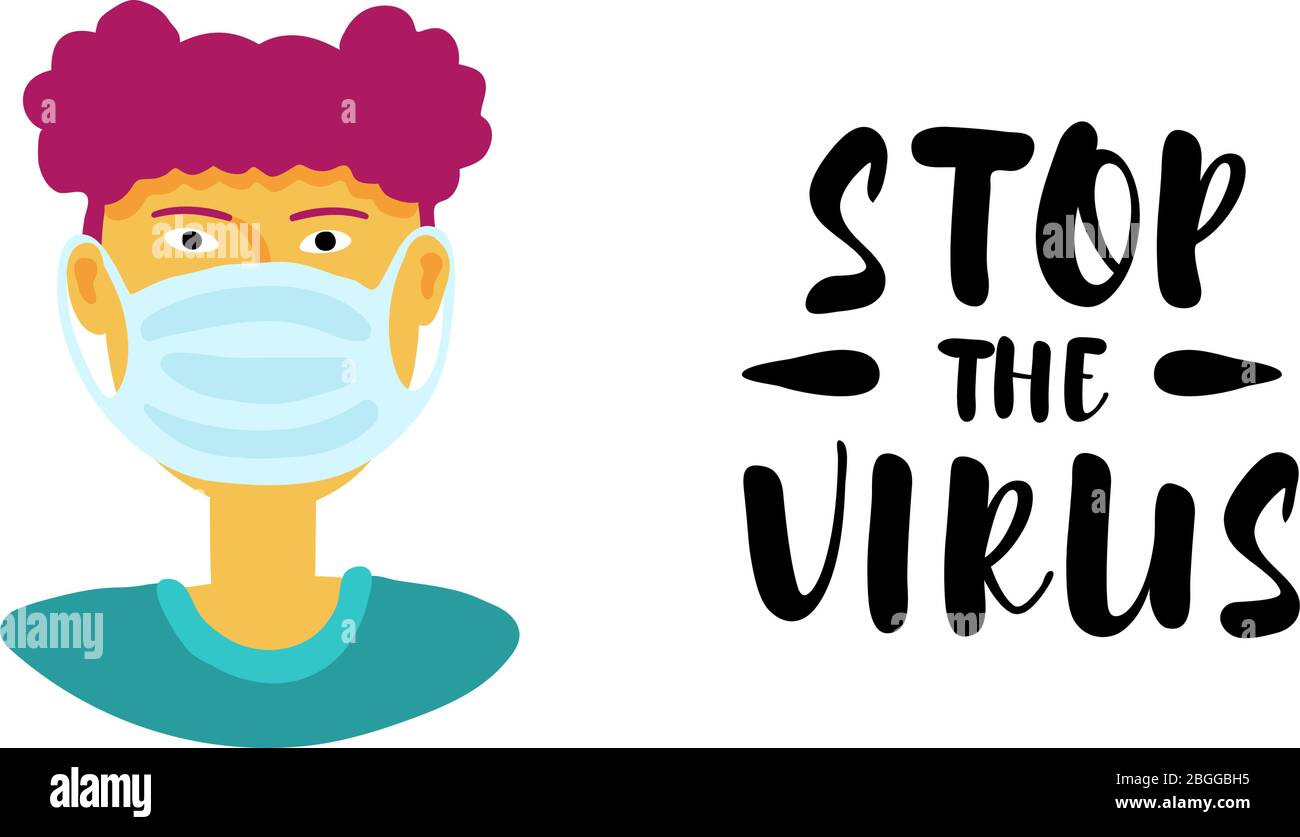 Stoppen Sie den Virus - flache Menschen Vektor-Illustration Stock Vektor