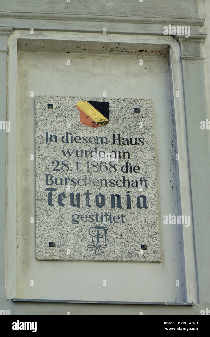 Wien, Österreich. Vorstand der Bruderschaft Teutonia mit Inschrift Stockfoto