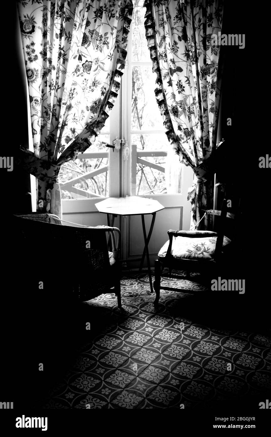 Küche Interieur mit Vintage Geschirr Stockfoto