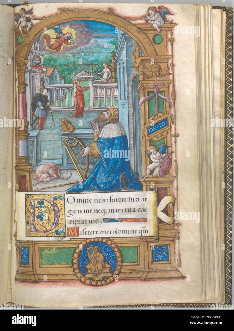 Heures de François Ier - David et Bethsabée (f67). Stockfoto