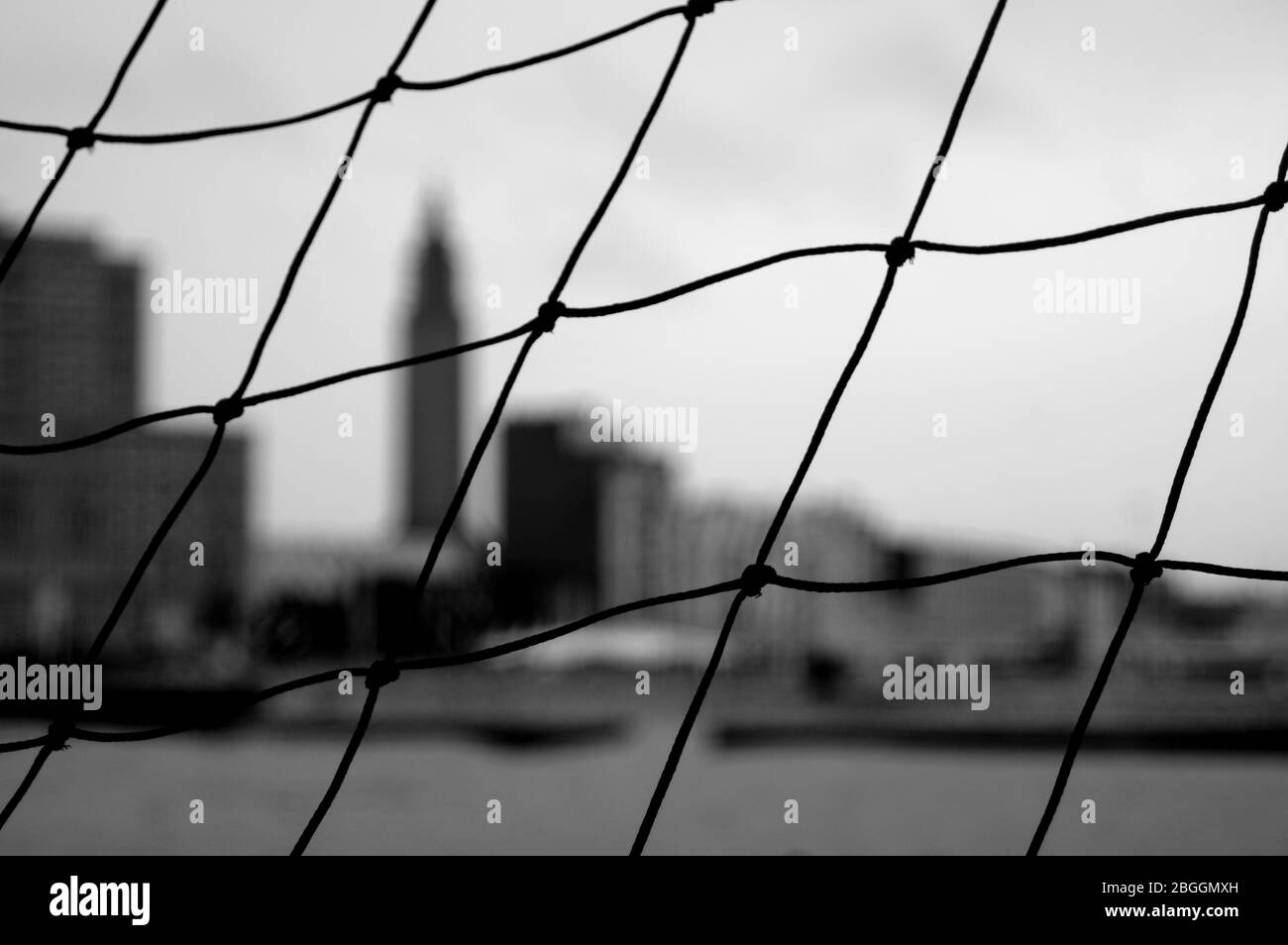 Sillhouette eines Volleyballnetzes Stockfoto