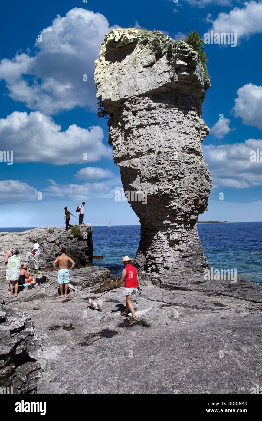 Kanada, Ontario, Tobermory an der Georgian Bay am Big Tub Hafen, nahe Flowerpot Island, am Lake Huron, Fathom Five Marine Park, Nordamerika Stockfoto