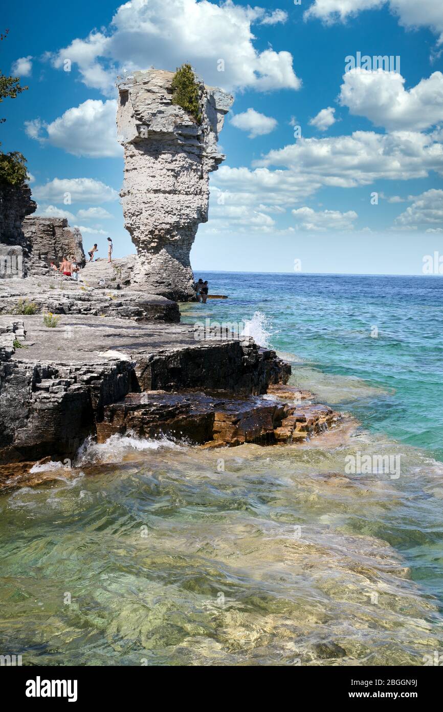 Kanada, Ontario, Tobermory an der Georgian Bay am Big Tub Hafen, nahe Flowerpot Island, am Lake Huron, Fathom Five Marine Park, Nordamerika Stockfoto