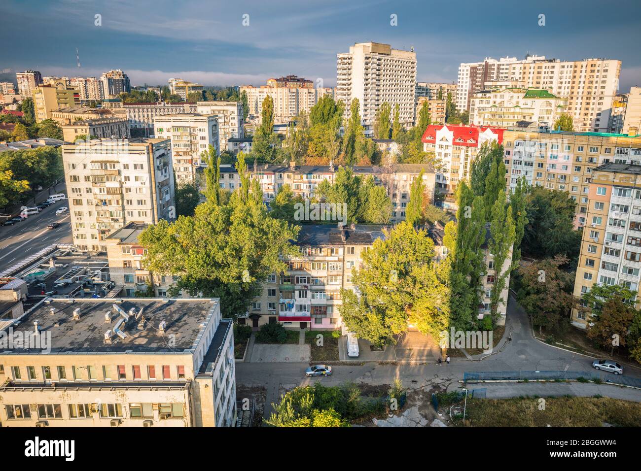 Luftpanorama von Chisinau. Chisinau, Moldawien. Stockfoto
