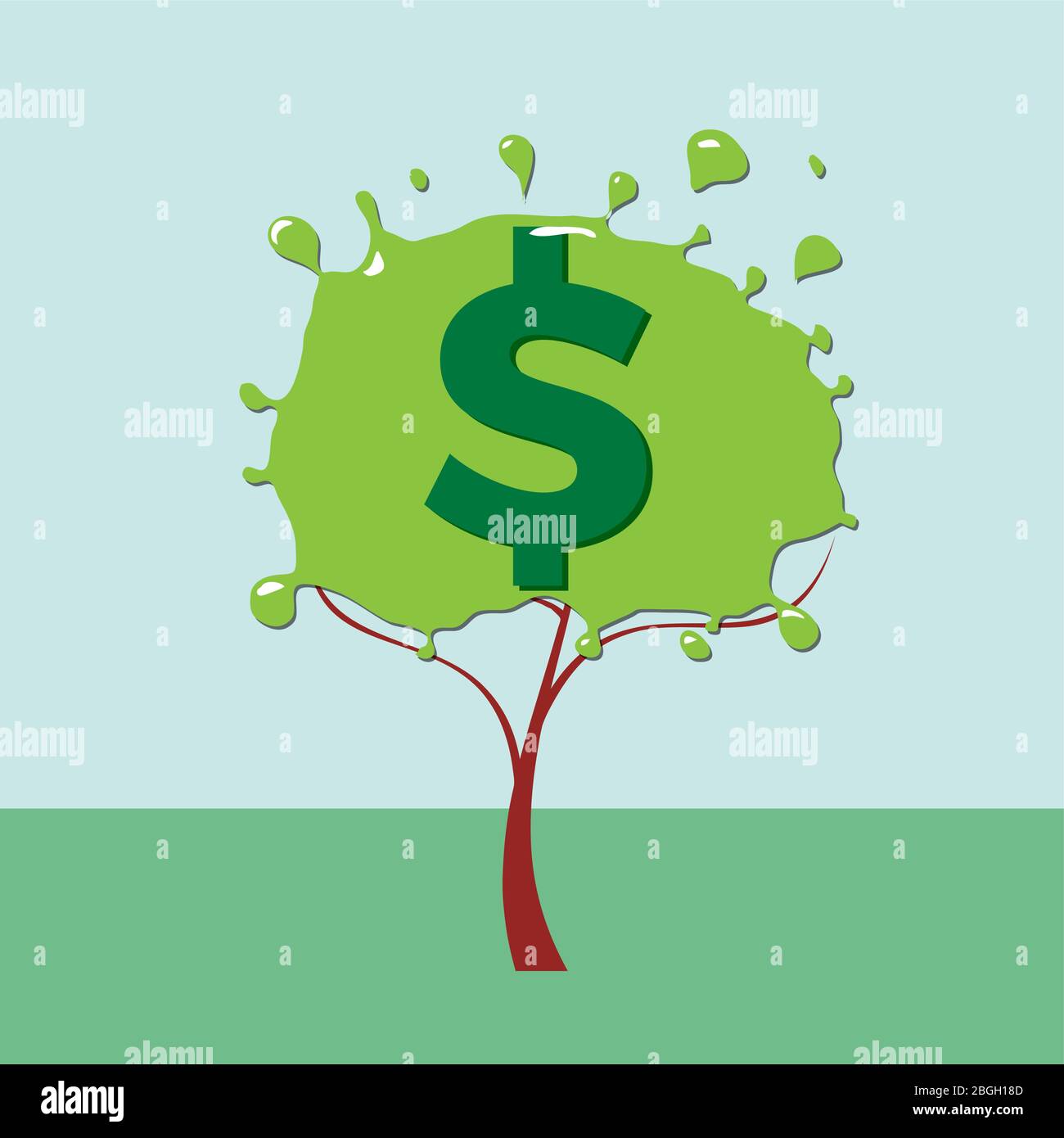 Green Deal. Konzeptionelle Illustration mit Baum und Dollarzeichen Stock Vektor