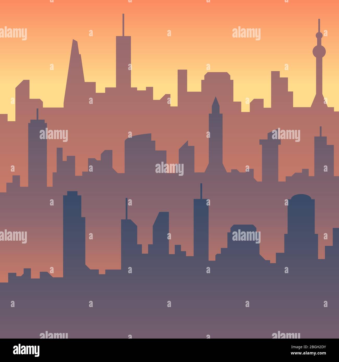 Stadtbild. Cartoon Stadt Skyline Vektor Silhouette. Skyline der Stadt, Architekturdarstellung Stock Vektor