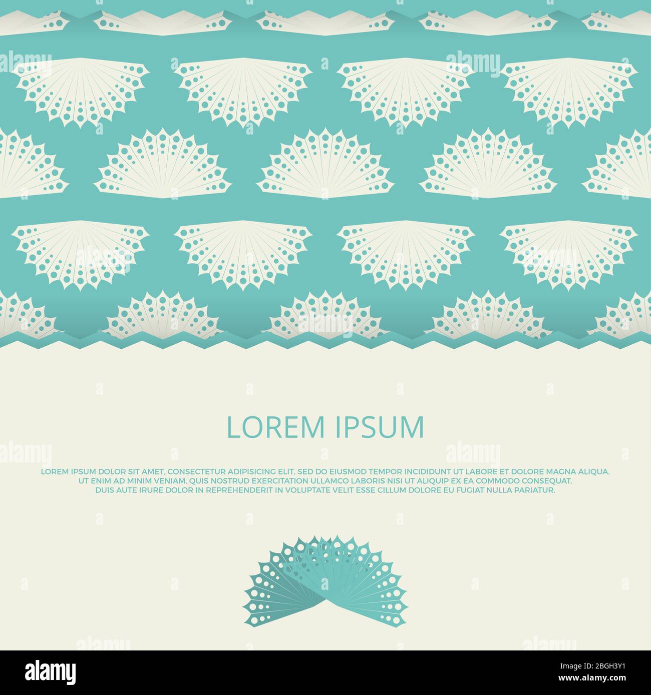 Vintage Banner oder Poster Design mit Handventilator. Vektor Hand Fan Flyer Vorlage Illustration Stock Vektor