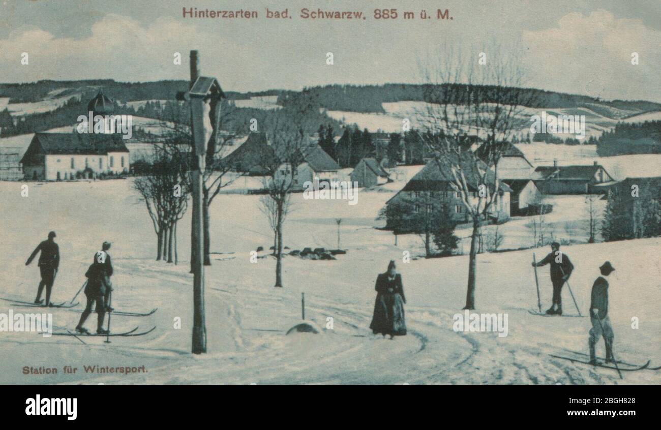 Hinterzarten- Bahnhof-Hotel & Restaurant um 1910. Stockfoto