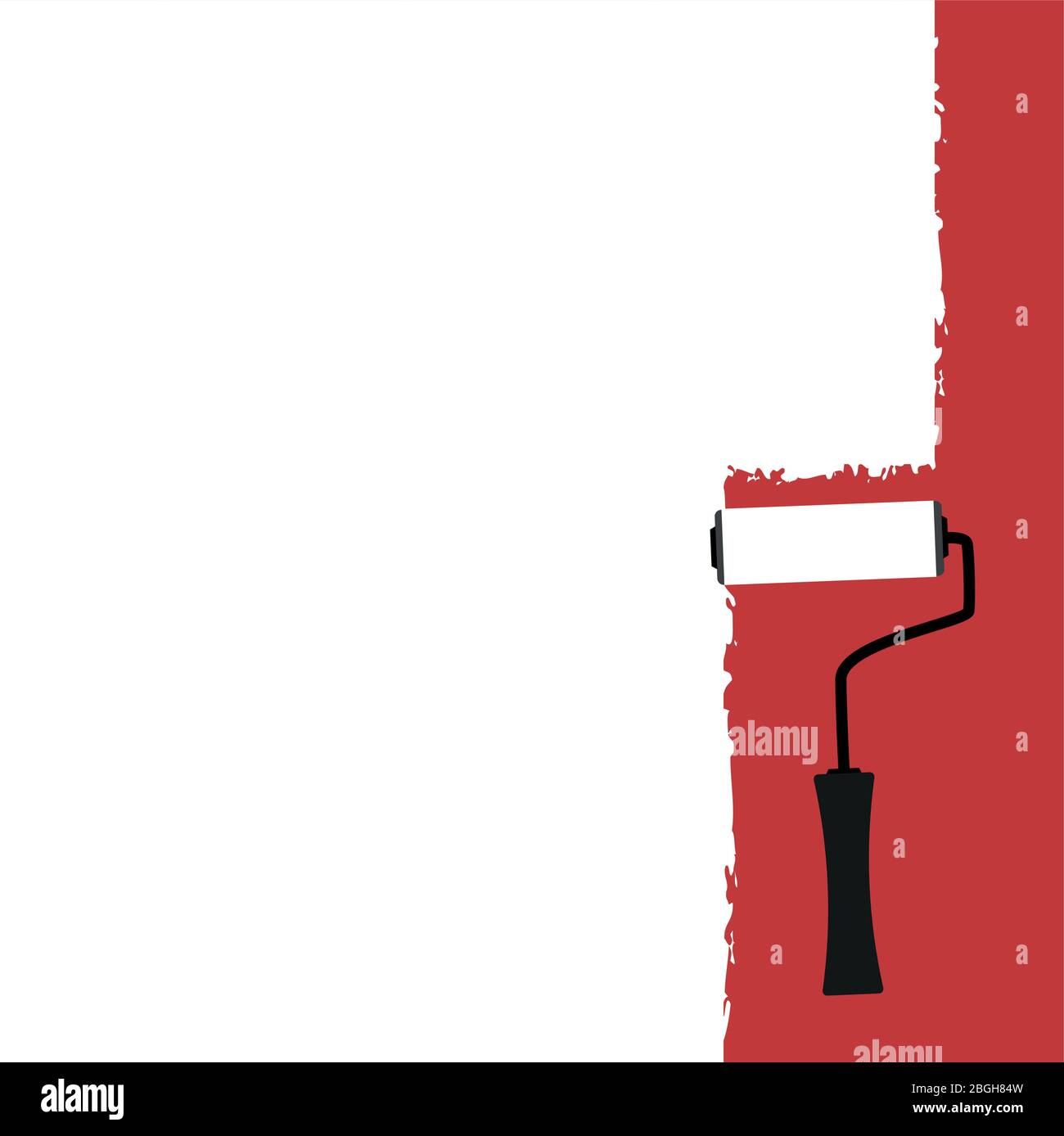 Roller Pinsel Malerei rot und weiß Vektor-Illustration EPS10 Stock Vektor