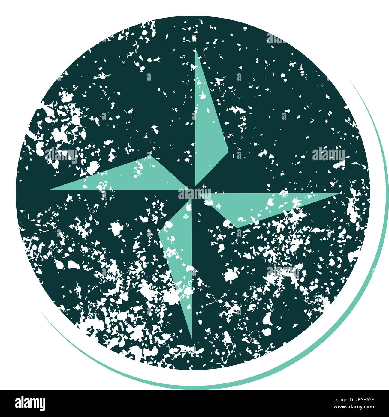 Ikonische verzweifelte Aufkleber Tattoo Stil Bild eines Sternsymbols Stock Vektor