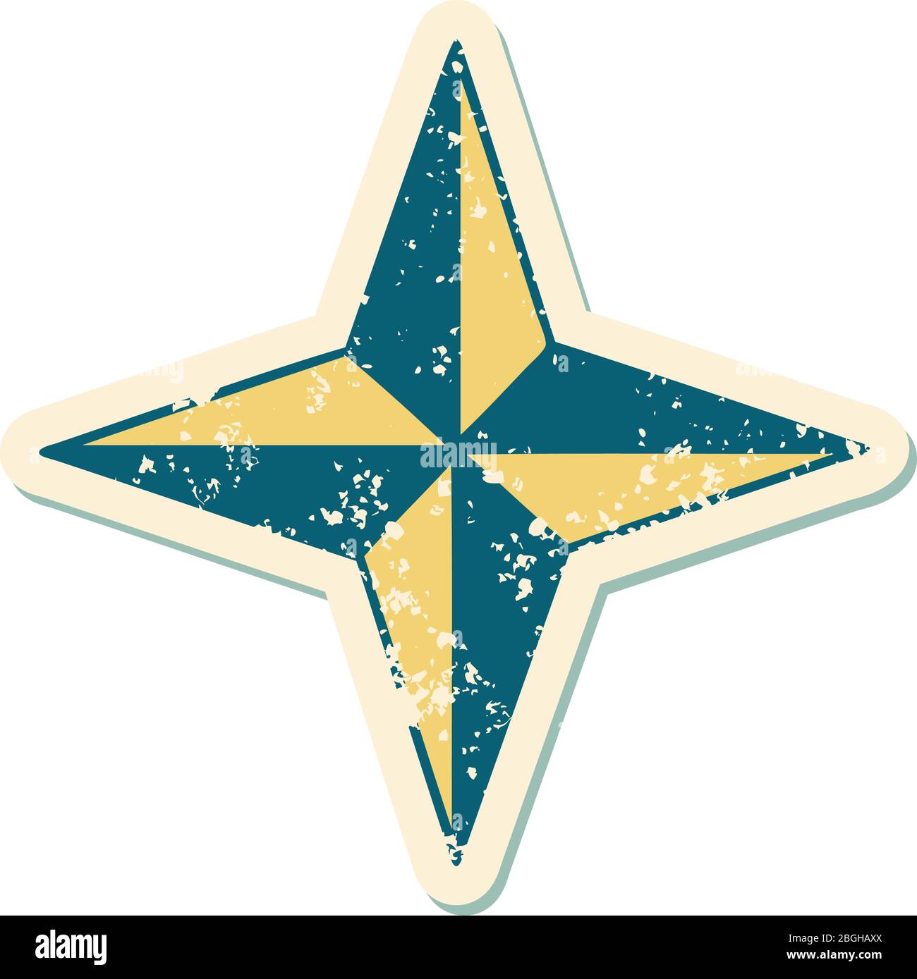 Ikonische verzweifelte Aufkleber Tattoo Stil Bild eines Sternsymbols Stock Vektor