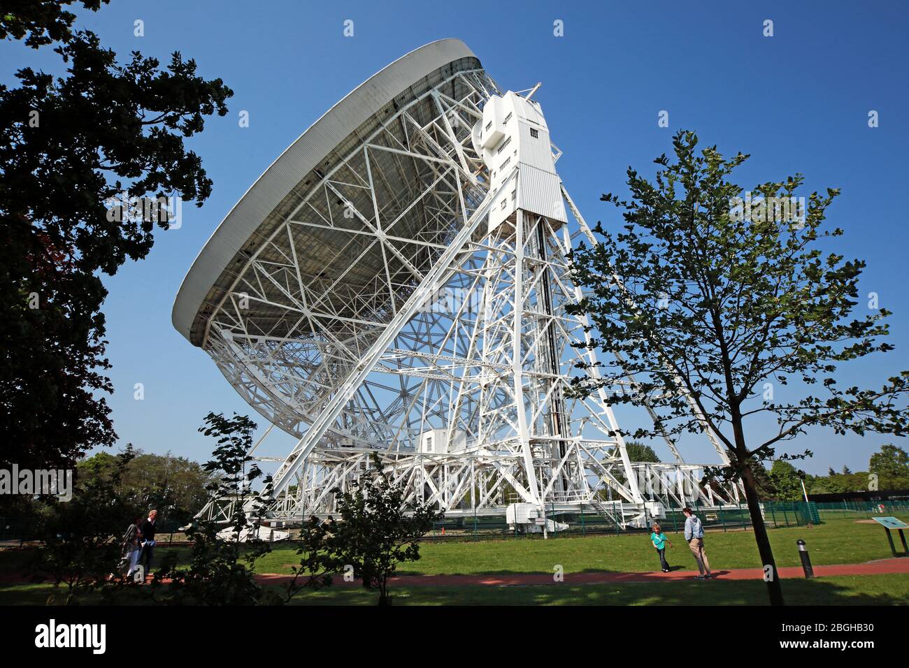 Jodrell Bank Radioteleskop, Jodrell Bank Observatory, Holmes Chapel, The University of Manchester, Macclesfield, Cheshire, England, UK, Sk11 9DL Stockfoto