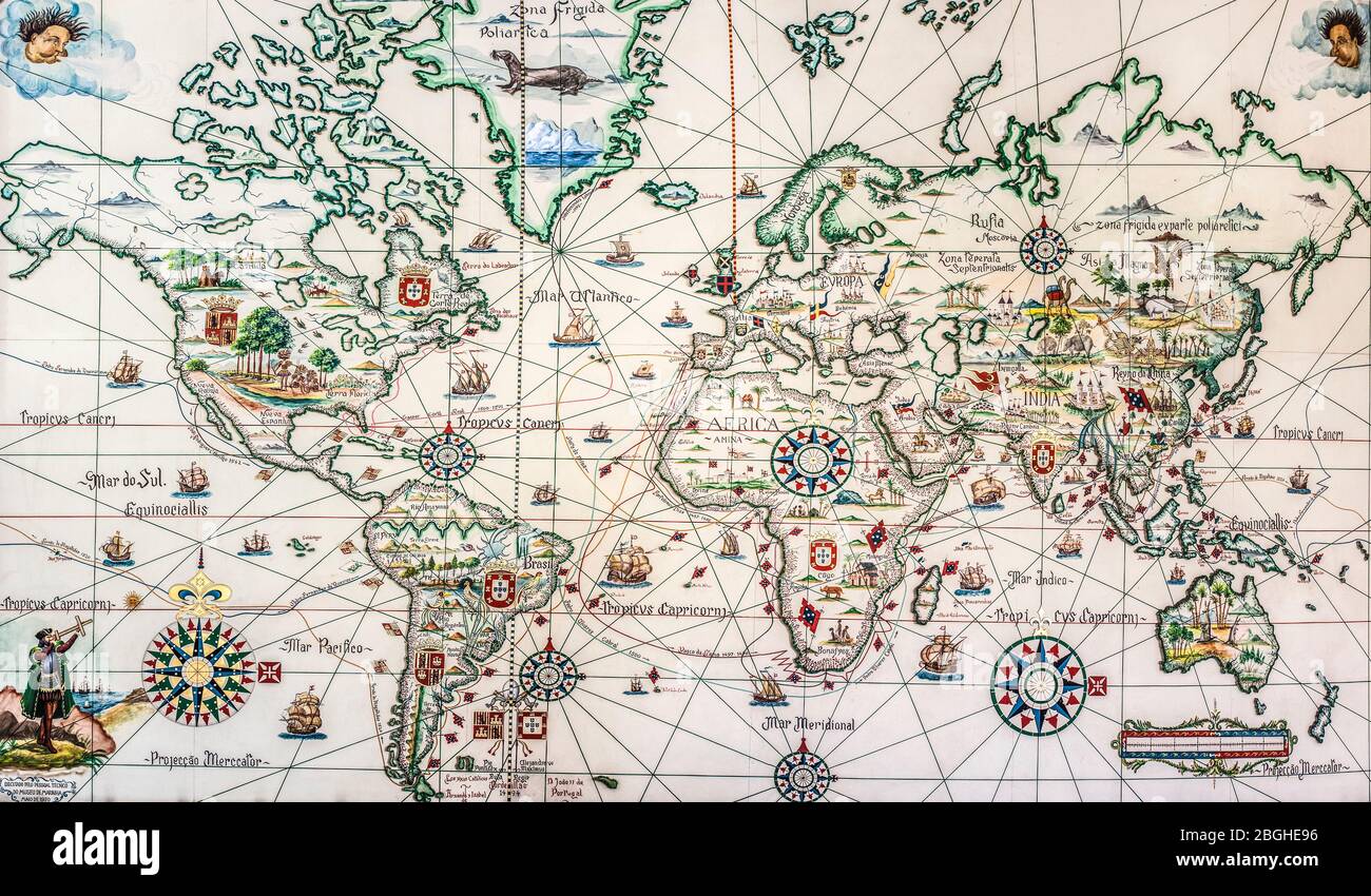 Portugiesische Seeentdeckungen und Erkundungen während des 15. Und 16. Jahrhunderts. Marinemuseum, Lissabon, Portugal Stockfoto