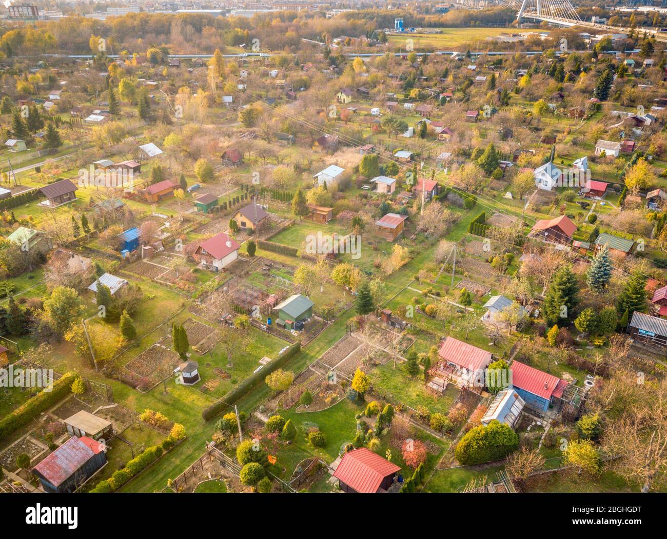 Kleingärten in Rzeszow. Rzeszow, Subkarpathie, Polen. Stockfoto