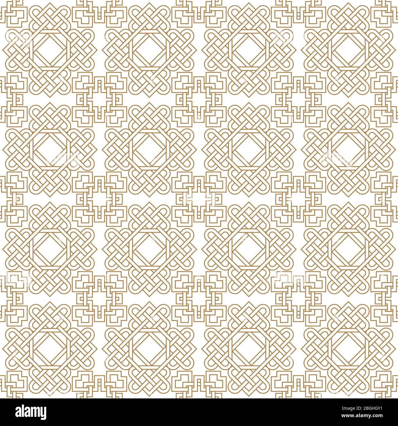 Abstrakt asiatische nahtlose Muster Hintergrund mit keltischen Knoten. Vektorgrafik Stock Vektor
