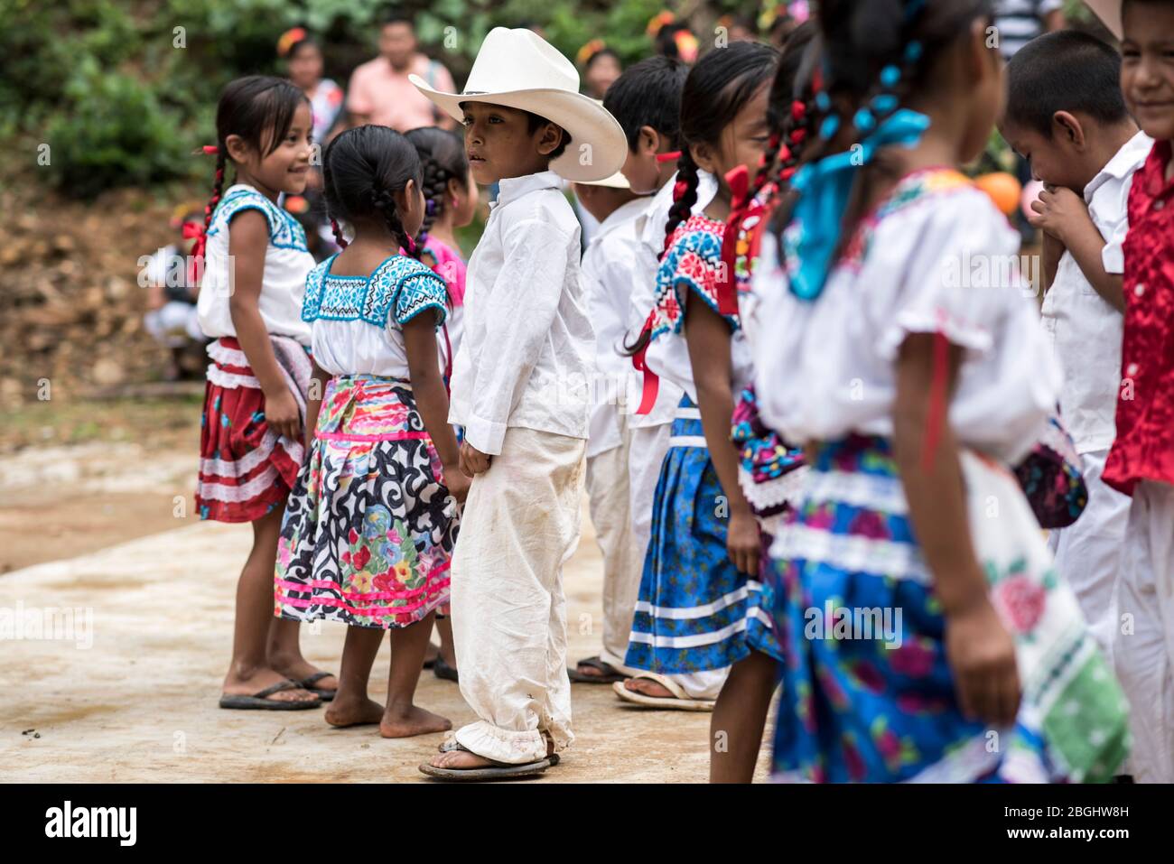 Traditionelle Festlichkeit in einem kleinen Dorf der indigenen Bevölkerung im Bundesstaat Oaxaca, Mexiko Stockfoto