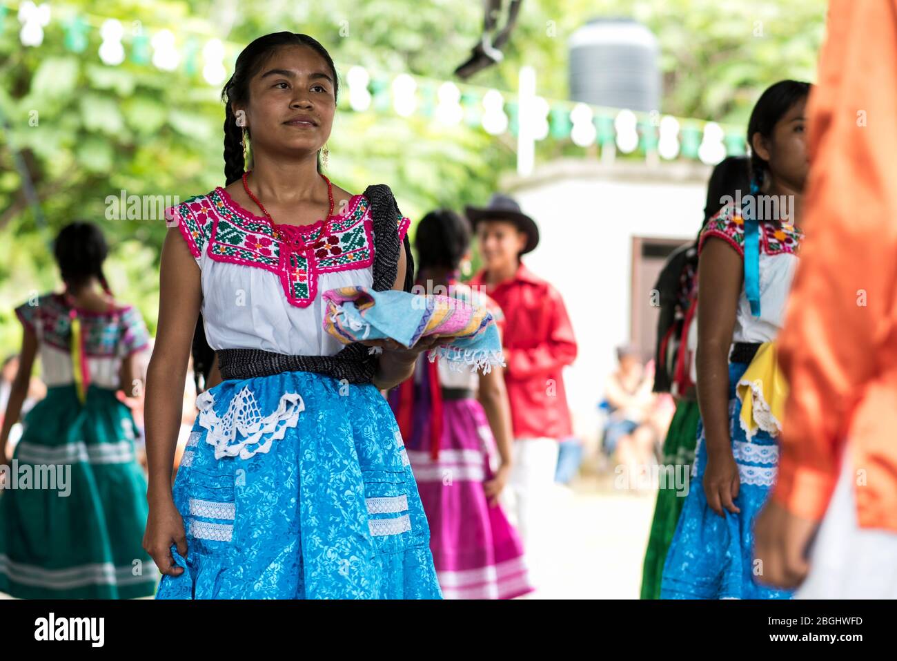Traditionelle Festlichkeit in einem kleinen Dorf der indigenen Bevölkerung im Bundesstaat Oaxaca, Mexiko Stockfoto
