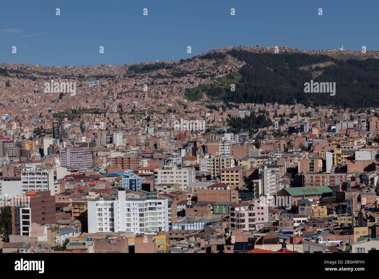 La Paz, Bolivien. Blick auf die Stadt von Mi Teleferico Antenne Seilbahn-System Stockfoto