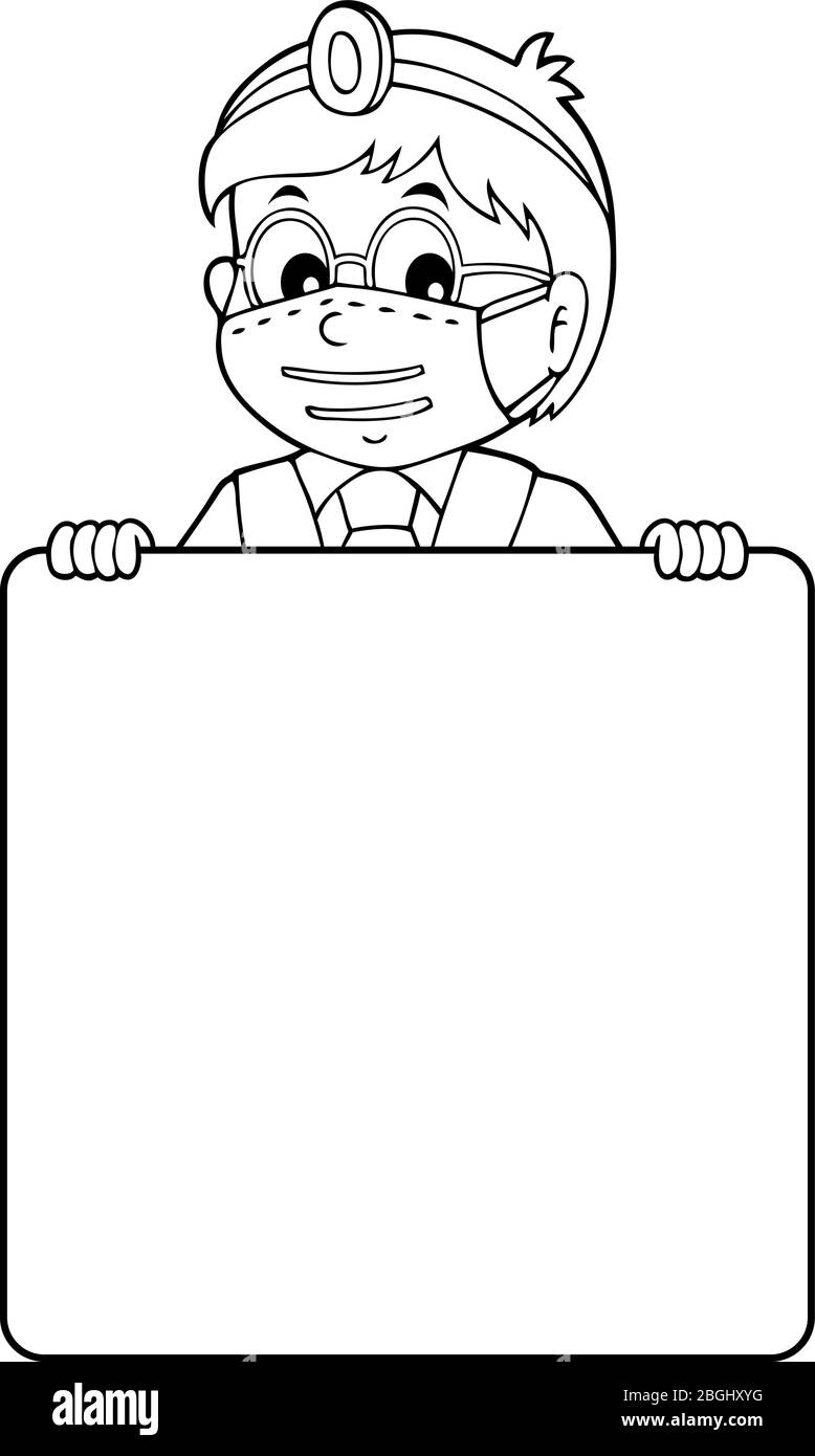 Arzt mit leerer Platte monochrome Bild 1 - eps10 Vektor-Illustration. Stock Vektor