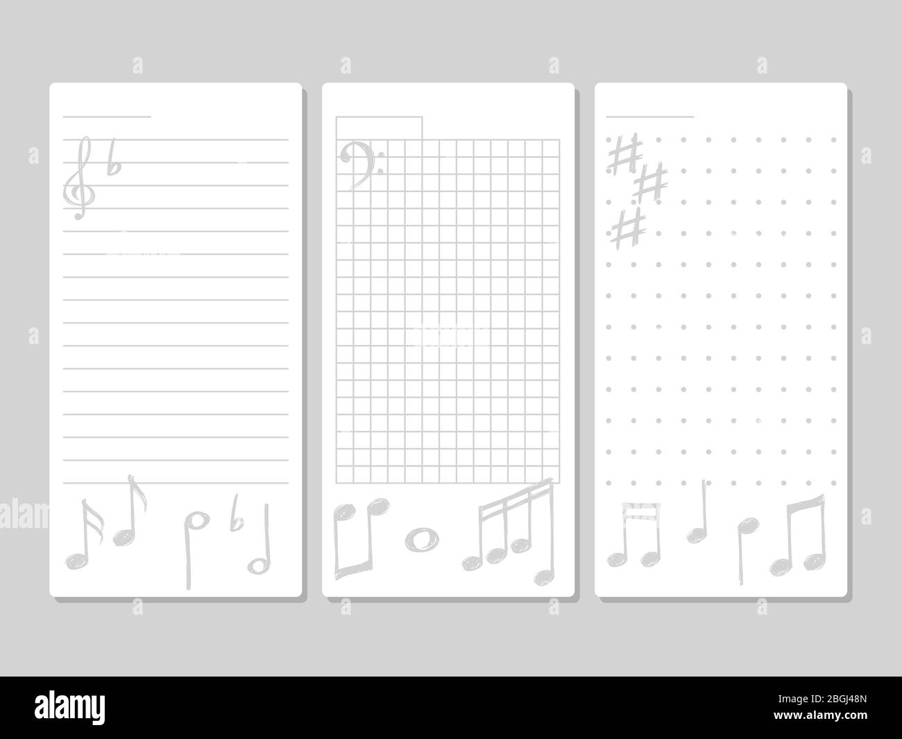 Seite für Noten, Do To oder Wunschliste mit musikalischen Elementen des Sets. Vektorgrafik Stock Vektor