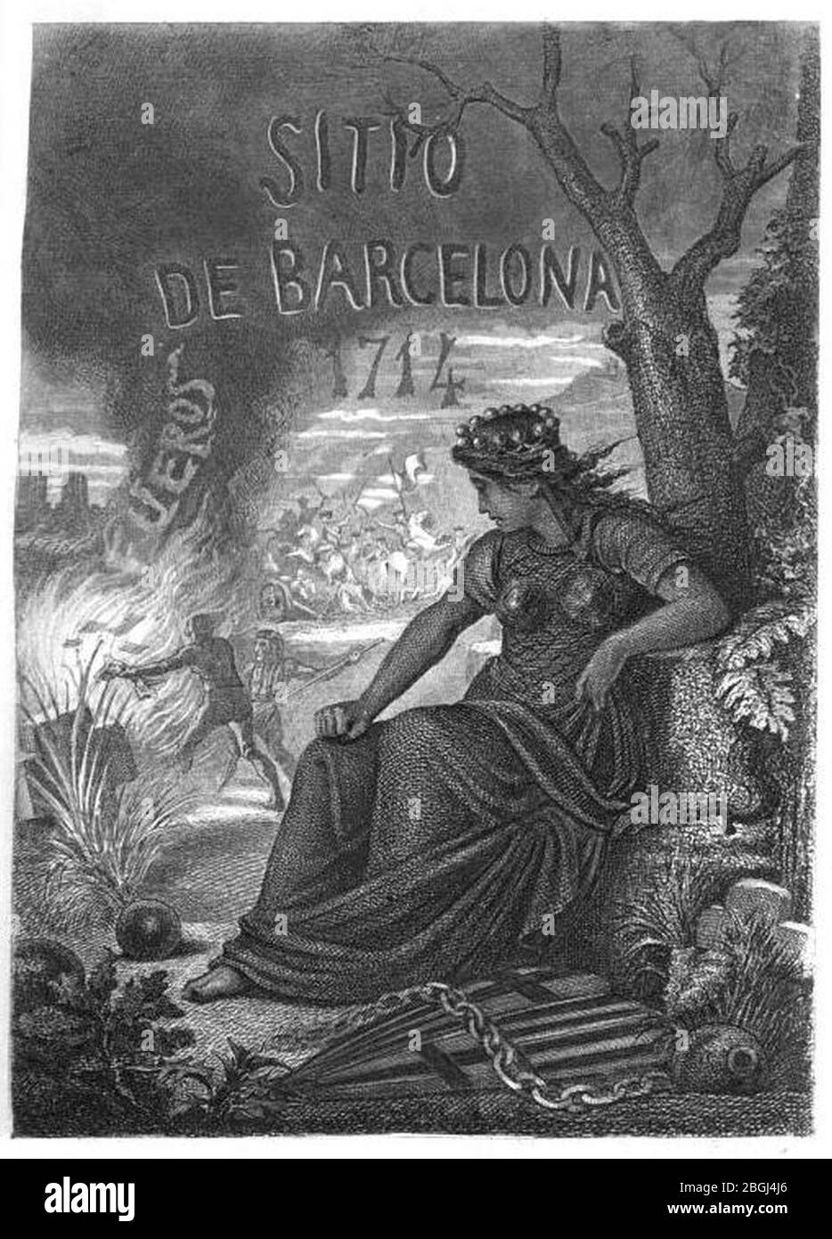 Historia-memorable-sitio-barcelona-1714-mateo-bruguera. Stockfoto