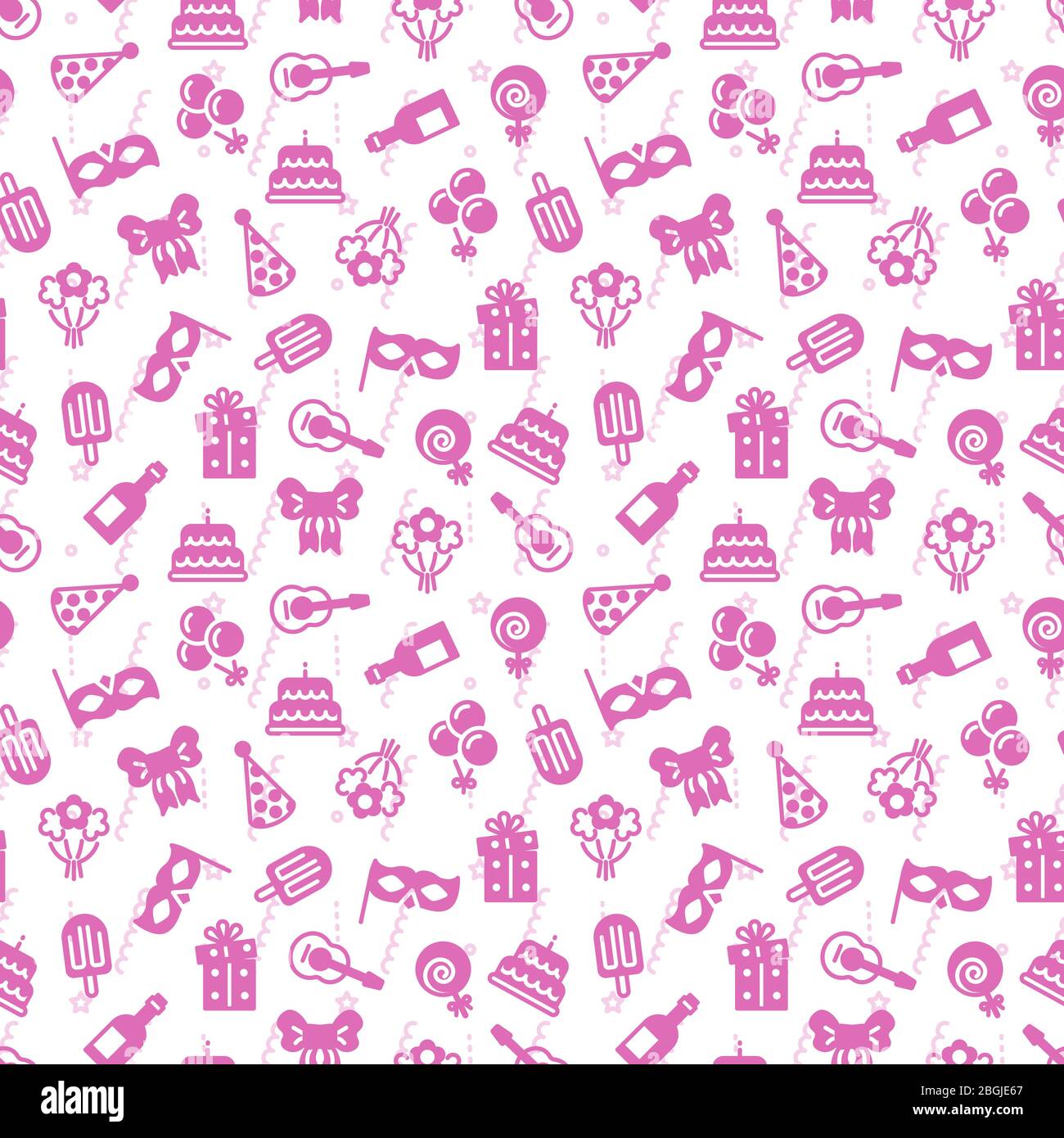 Niedliche rosa Party, Event, Geburtstag nahtlose Muster-Design. Vektorgrafik Stock Vektor