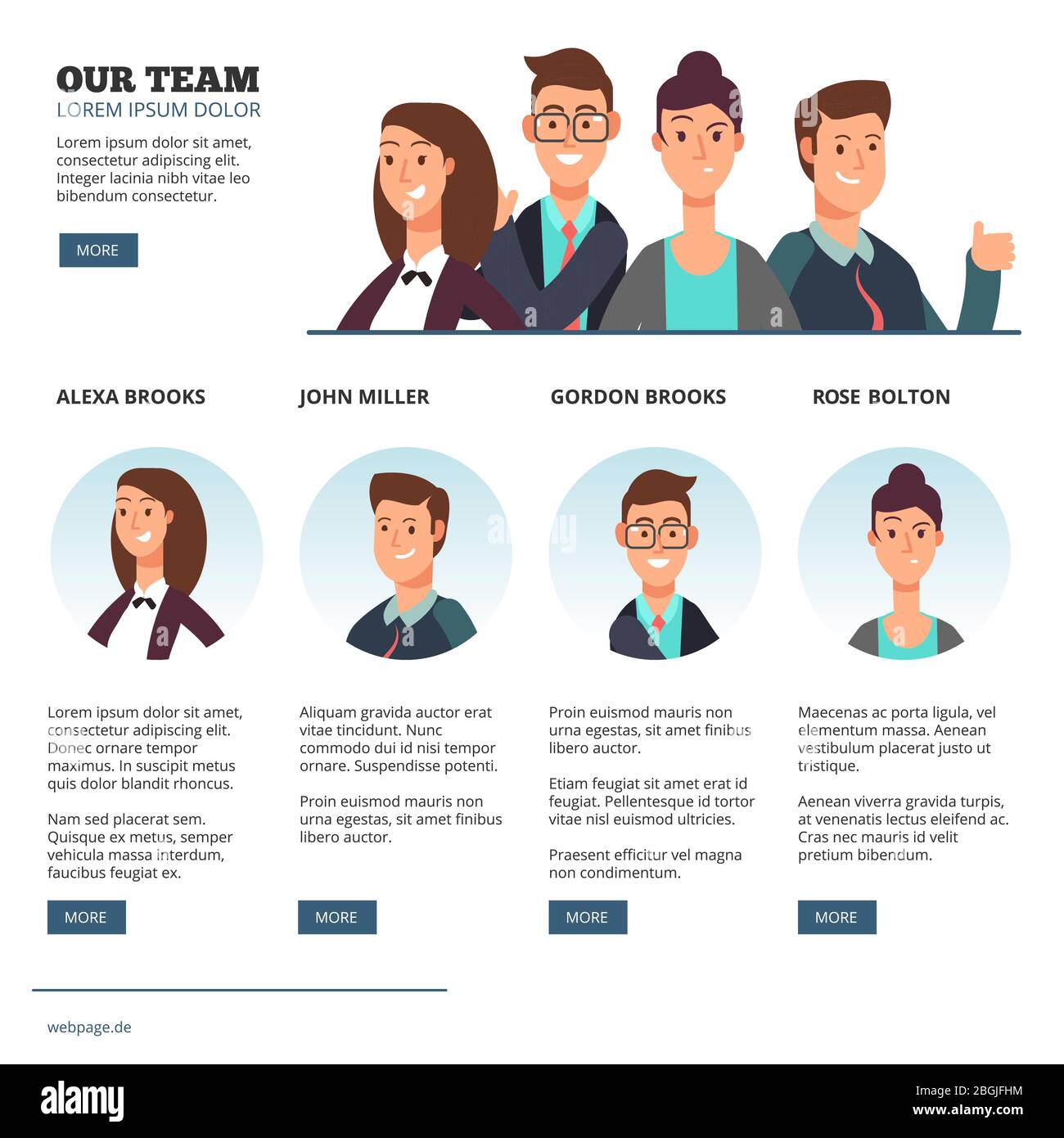 Kreative Geschäftsleute, Business Outsourcing, Teamwork Vektor-Konzept mit flachen Comic-Figuren. Illustration des Partnerteams eines Unternehmens Stock Vektor