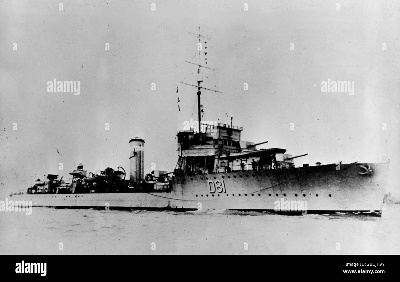 HMS Bruce (D81) Zwischen den Weltkriegen I und II. Stockfoto