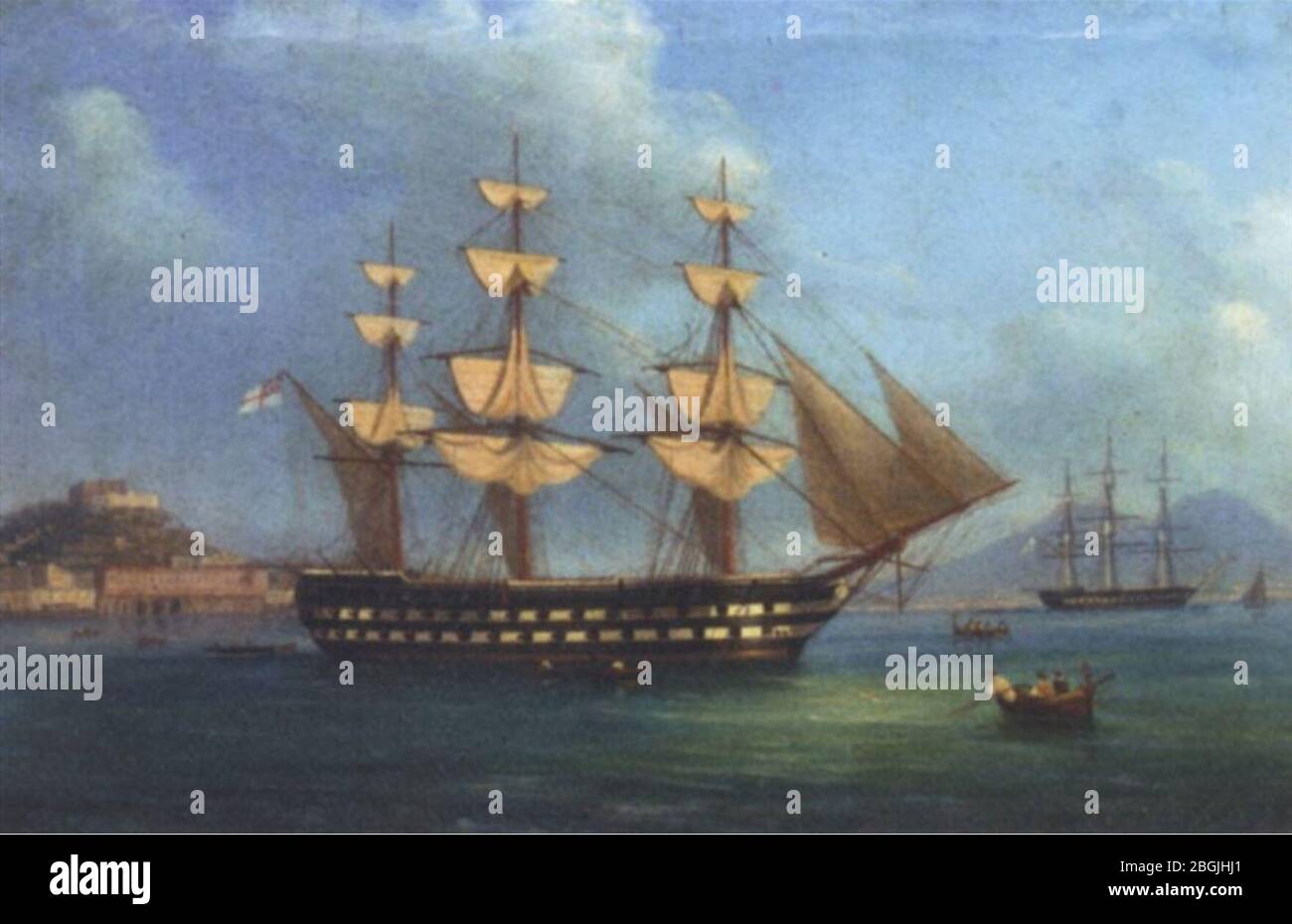 HMS Cressy liegt vor Anker vor Neapel 1859. Stockfoto