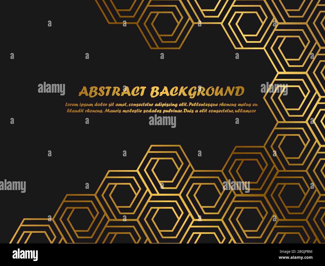 Luxus minimalistische Hintergrund Vorlage Banner mit goldenen abstrakten Formen. Vektorgrafik Stock Vektor