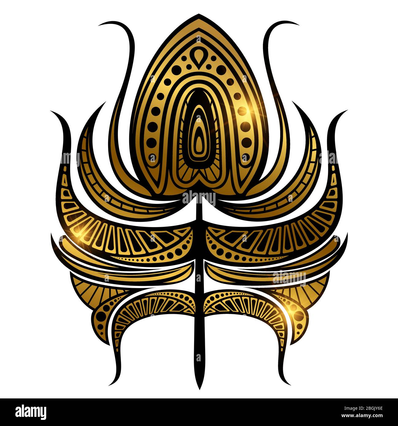 Schwarz und golden Vektor druckbare Feder mit glänzenden Elementen isoliert auf weißen Abbildung Stock Vektor