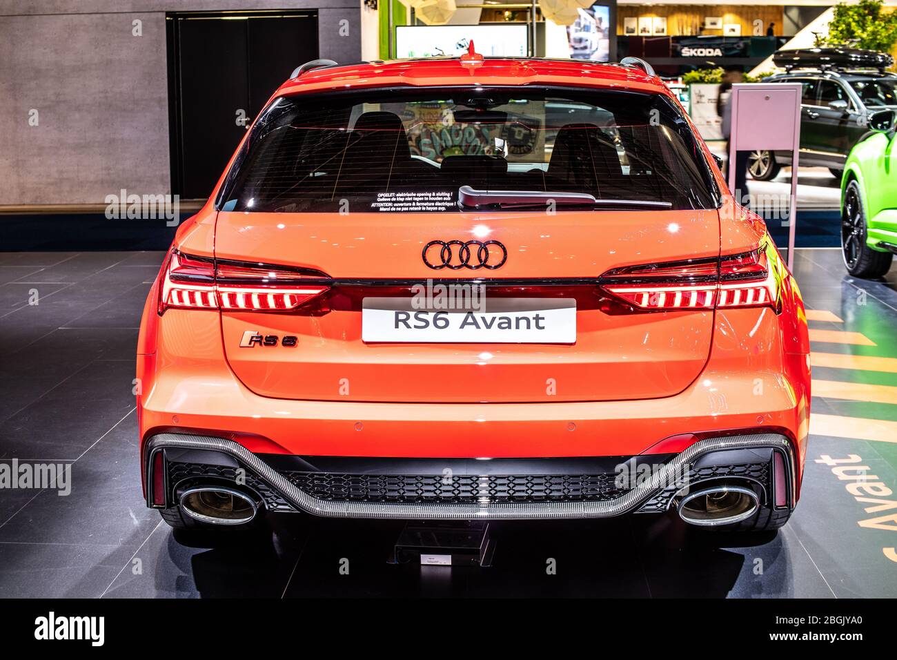 Brüssel, Belgien, Jan 2020: Audi RS 6 Avant auf dem Brussels Motor Show, C8, Typ 5G, vierte Generation, 4.0 L, V8 TFSI Twin-Turbo DOHC der Audi AG. Stockfoto