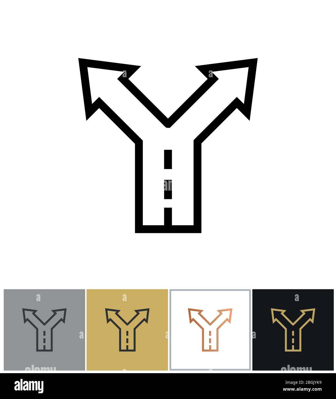 Schnittpunkt-Symbol, Gelegenheit Business Wegbeschreibungen Schild oder Weg Straßenschild auf weißen und schwarzen Hintergründen. Vektorgrafik Stock Vektor