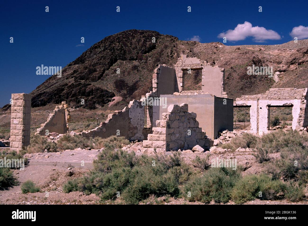 Overbury Building und Bishop Jewelery Store, Rhyolite Historic Site, Nevada Stockfoto
