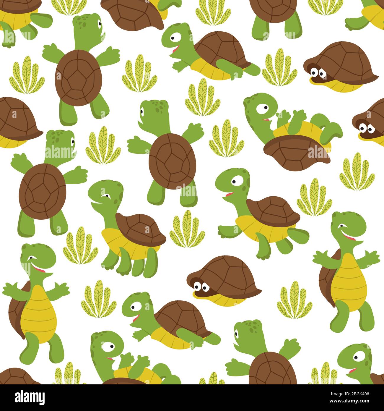Nahtloses Schildkrötenmuster. Wilde niedliche Schildkröte Print Textur für Kinder Textil. Wildtiere Terrapine Hintergrund Illustration Stock Vektor