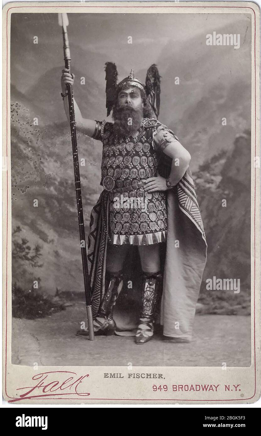 Foto von Falk von Emil Fischer in der Rolle des Wotan in Wagners Oper "das Rheingold" bei der New Yorker Premiere 1889 Stockfoto