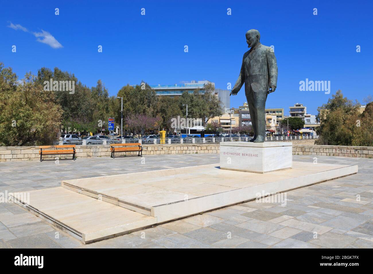 Elefterios Venizelos Statue, Heraklion, Insel Kreta, Griechenland, Europa Stockfoto