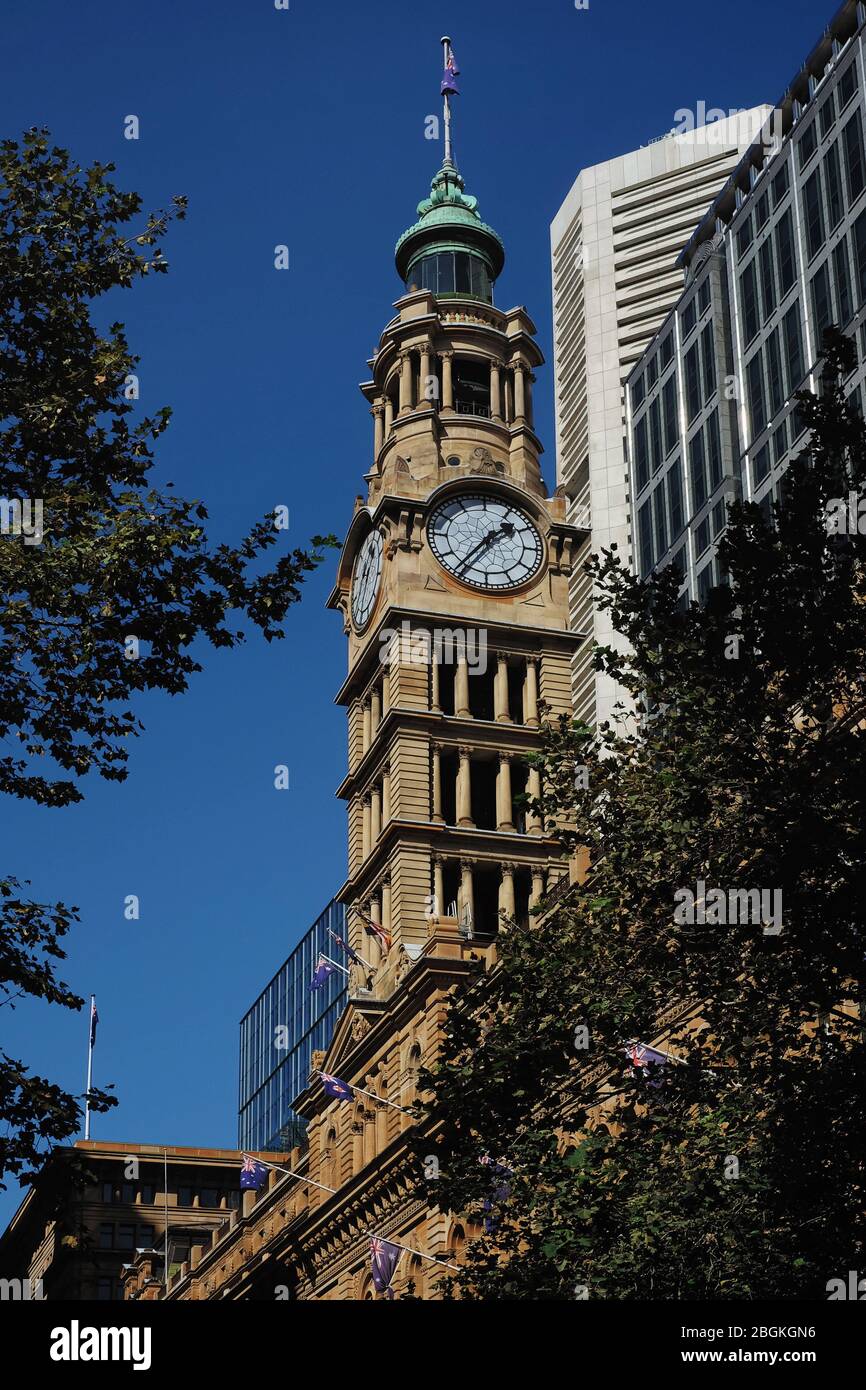 General Post Office, GPO Campanile Uhrenturm von James Barnet Architekt, mit venezianischen und florentinischen Renaissance-inspirierten Motiven Sydney, Australien Stockfoto