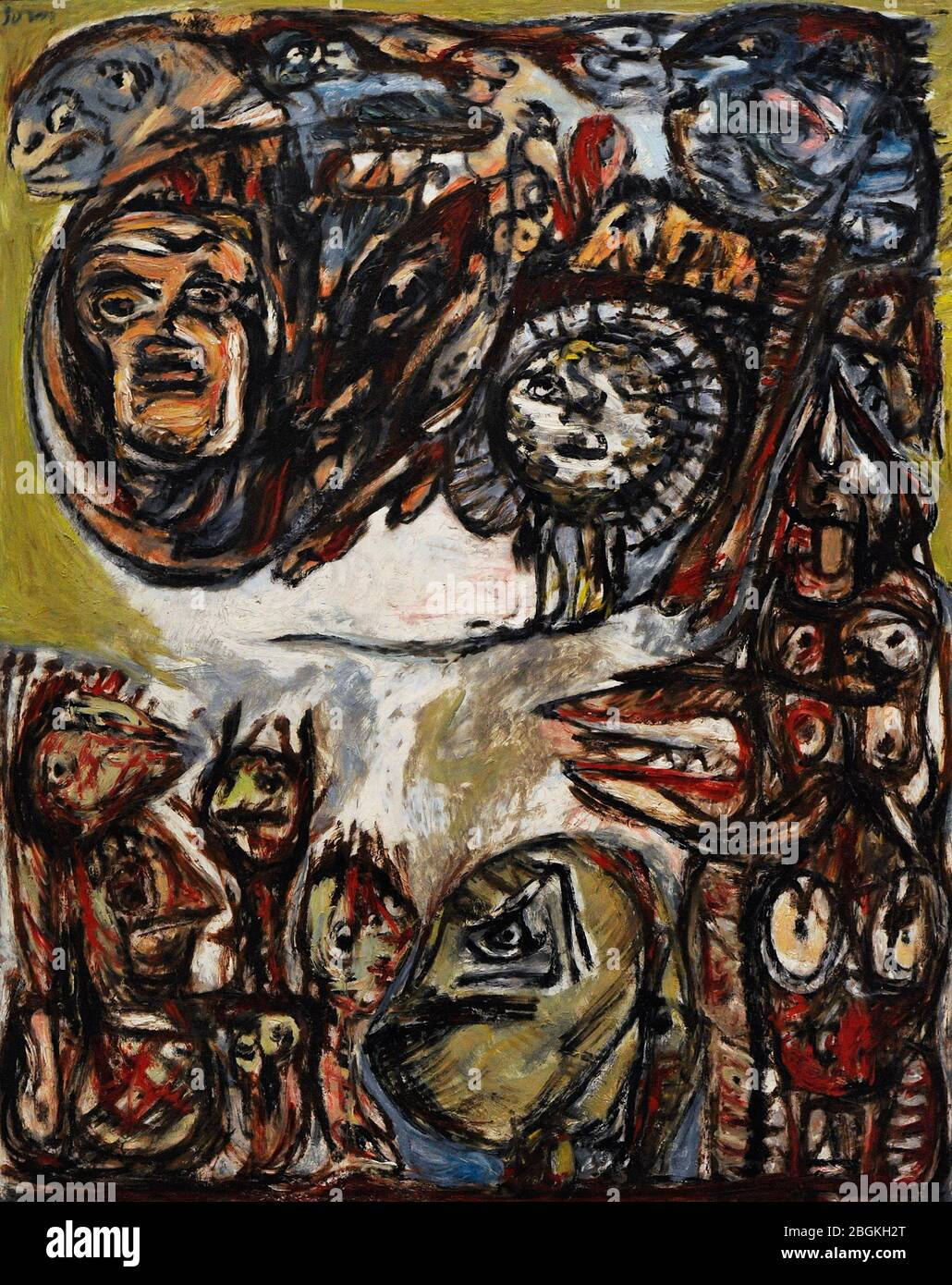 Asger Jorn (1914-1973). Artista danés. La ciudad odiada, 1951-1952. Óleo sobre contrachapado, 159,6 x 127,6 cm. En depósito, cedido por la Fundación Gandur (Ginebra). Museo Nacional Centro de Arte Reina Sofía. Madrid. España. Stockfoto