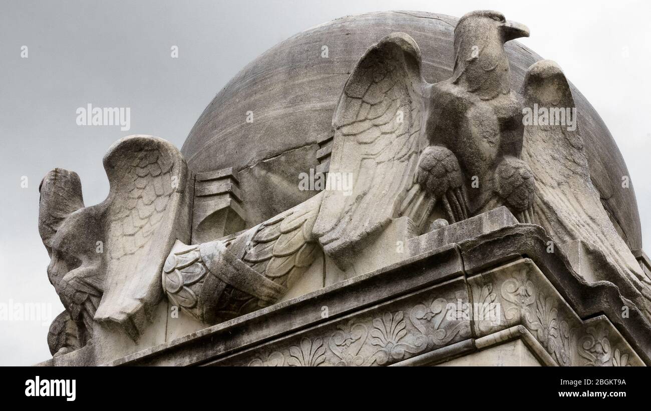 Christopher Columbus Memorial Fountain in Washington DC an einem bewölkten Frühlingstag. Stockfoto